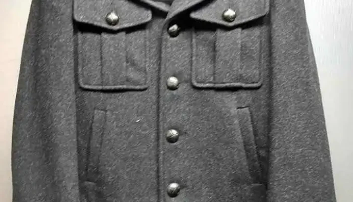 Saco de paño de lana para niño, talle M de color gris oscuro