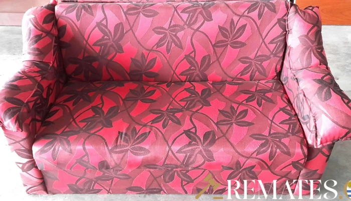 Sofa Cama Tapizado Rojo Con Flores Negra 1 - 17-06-2021