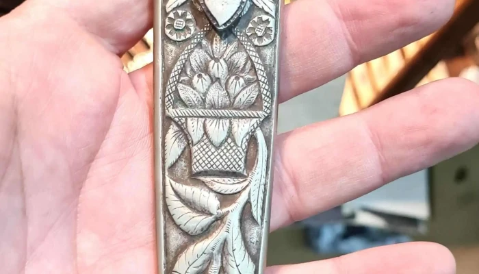 Vaina en metal blanco antigua sana